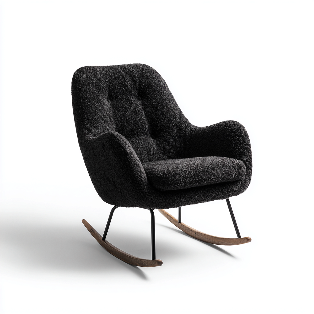 Mecedora - tejido boucle-estructura metálica - 95x80x90 cm - negro - estilo moderno-Bamboogonest