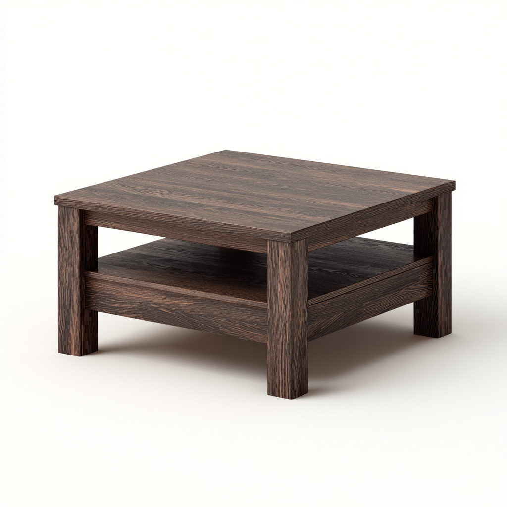 Mesa de centro - madera - 70x70x48 cm - marrón oscuro - diseño moderno minimalista-Bamboogonest