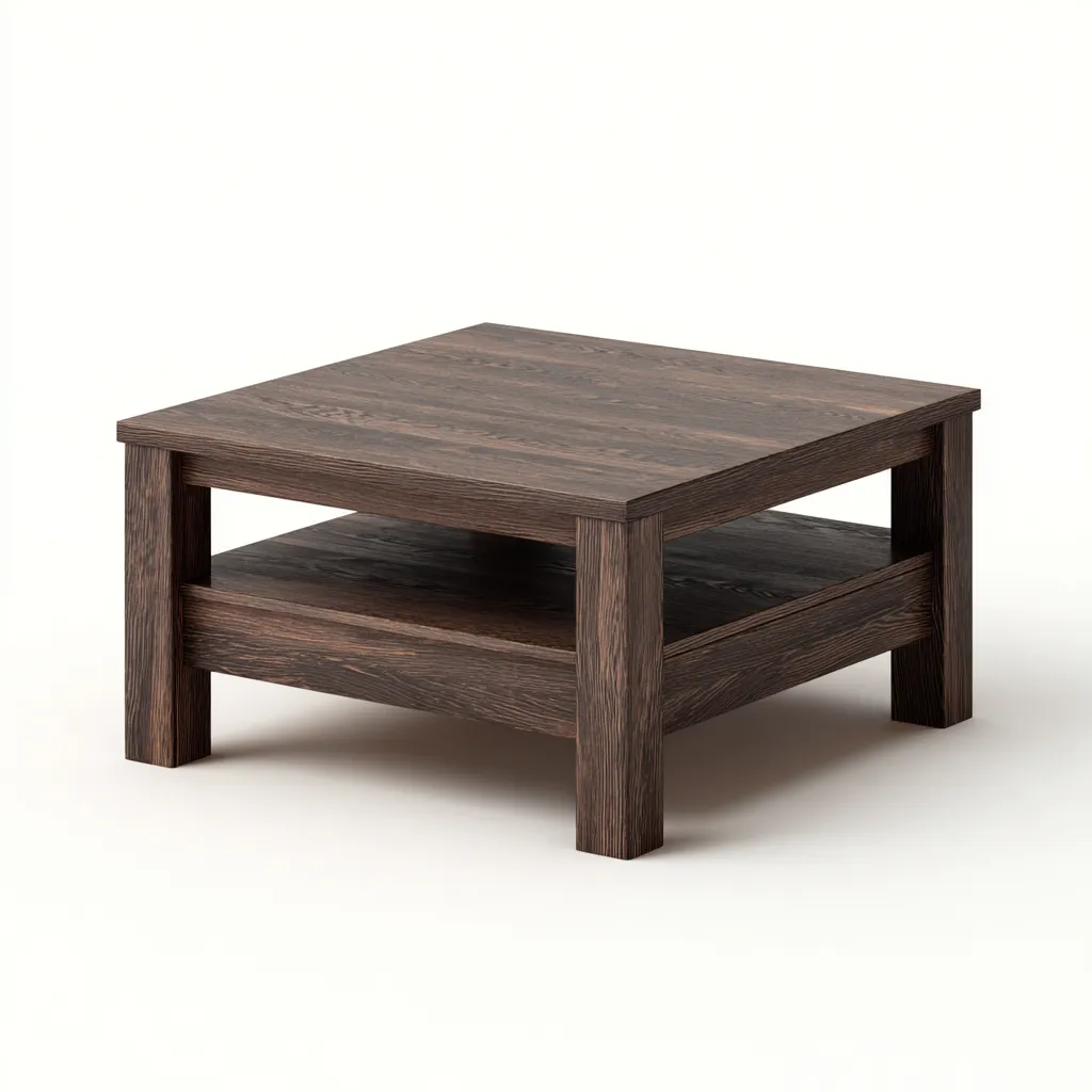 Mesa de centro - madera - 70x70x48 cm - marrón oscuro - diseño moderno minimalista-Bamboogonest