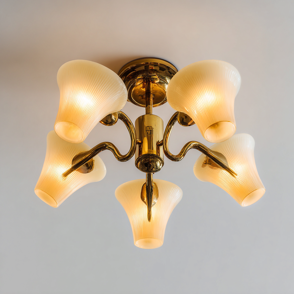 Lámpara de techo - metal-cristal - 64x34 cm - dorado-blanco cálido - estilo decorativo clásico-Bamboogonest