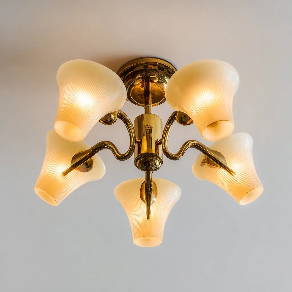 Lámpara de techo - metal-cristal - 64x34 cm - dorado-blanco cálido - estilo decorativo clásico-Bamboogonest