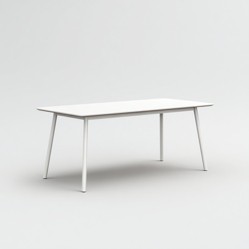 Mesa de jardín - metal - 150x75x75 cm - blanco - diseño minimalista moderno-Bamboogonest