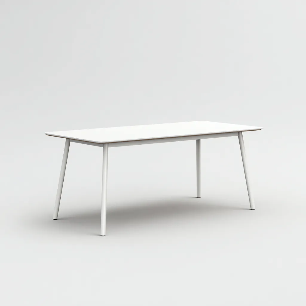 Mesa de jardín - metal - 150x75x75 cm - blanco - diseño minimalista moderno-Bamboogonest