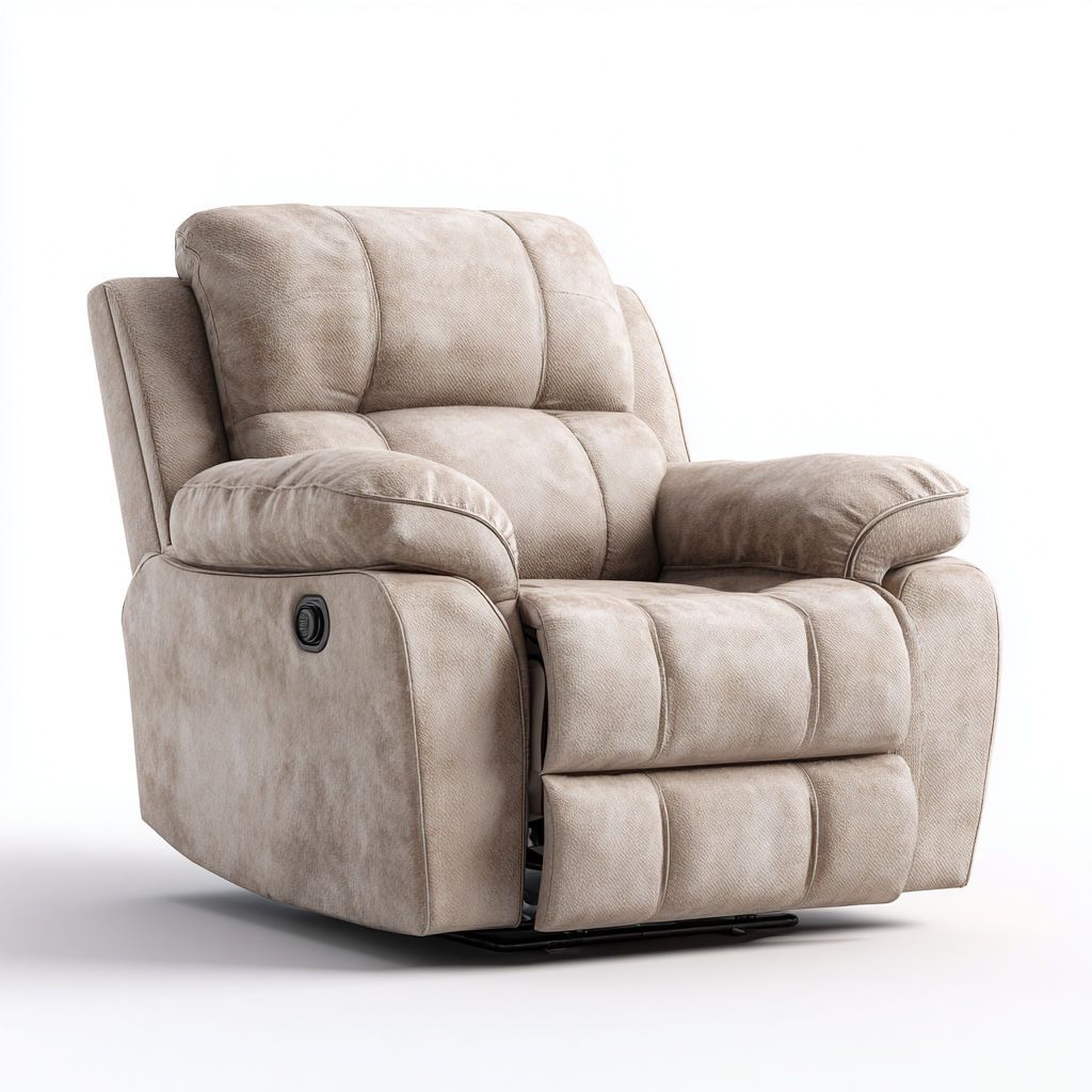 Sillón reclinable - tela - 102x98x102 cm - beige - diseño moderno-Bamboogonest