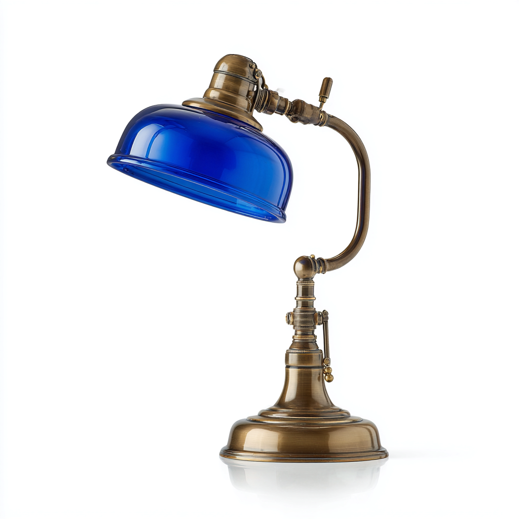 Lámpara de mesa-metal-vidrio-26x40 cm-azul-dorado-clásico-Bamboogonest