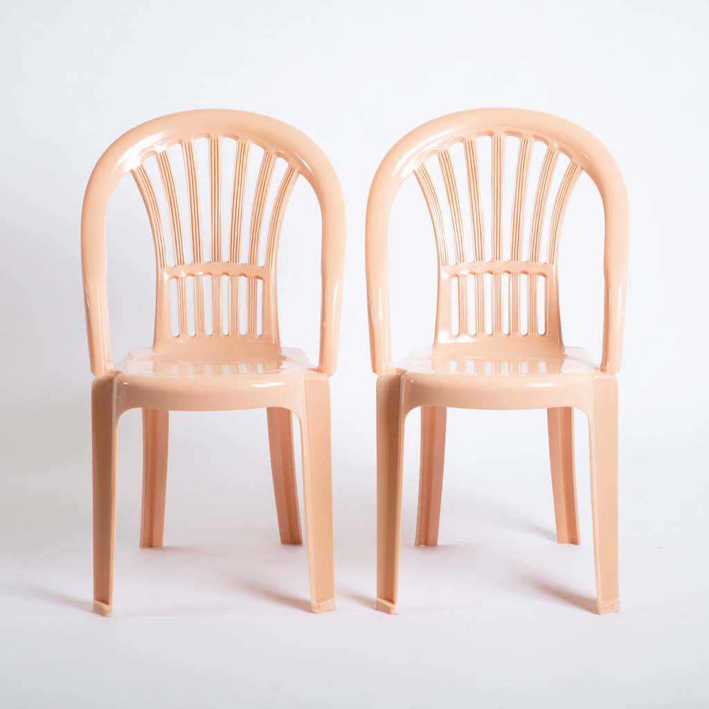 Silla de jardín - plástico - 46x52x89 cm - melocotón - diseño clásico-Bamboogonest