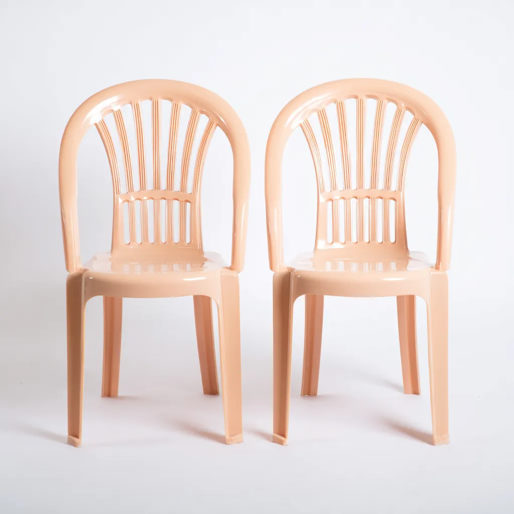 Silla de jardín - plástico - 46x52x89 cm - melocotón - diseño clásico-Bamboogonest