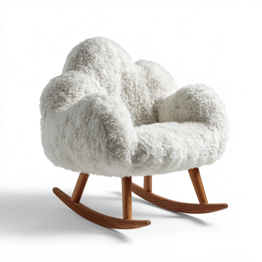 Mecedora - peluche - 90x80x95 cm - blanco - estilo moderno-Bamboogonest