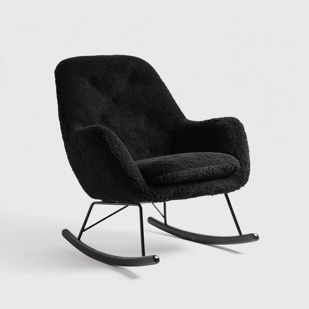 Mecedora - tejido boucle-estructura metálica - 95x80x90 cm - negro - estilo moderno-Bamboogonest