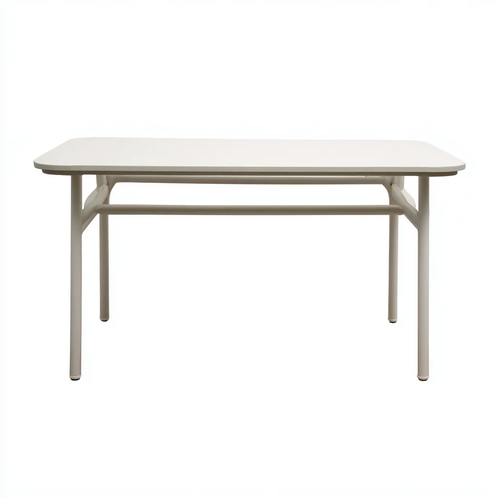 Mesa de jardín - metal - 150x80x75 cm - blanco - diseño minimalista moderno-Bamboogonest