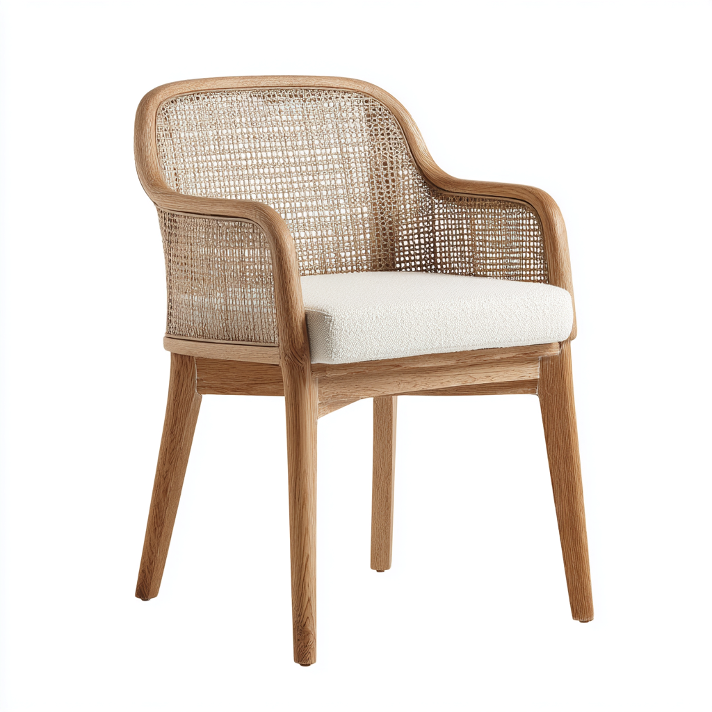 Silla de jardín - ratán-madera - 60x56x86 cm - natural-beige - diseño clásico artesanal-Bamboogonest