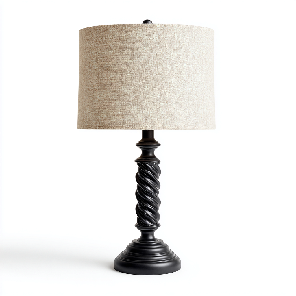 Lámpara de mesa-tela-metal-33x63 cm-beige-negro-estilo clásico-Bamboogonest