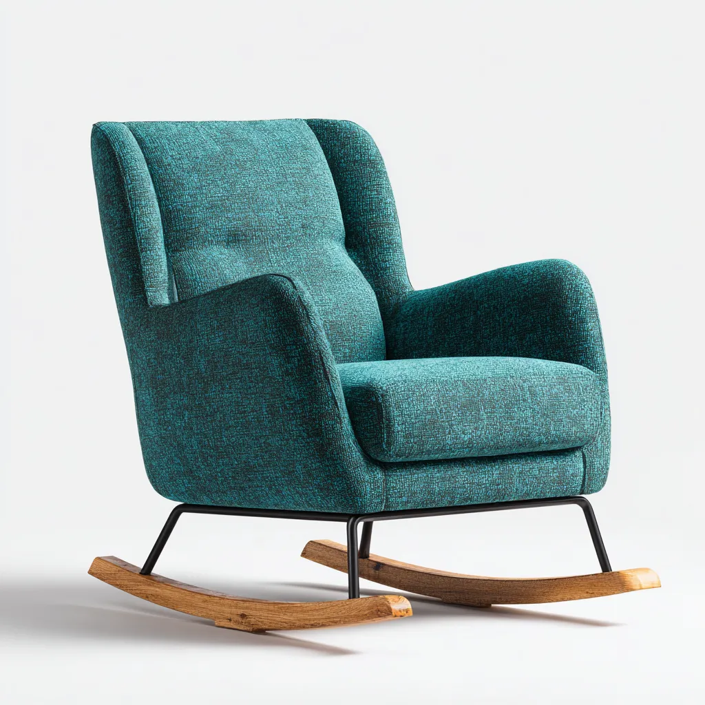 Mecedora - tela - 95x80x100 cm - verde azulado oscuro - estilo moderno-Bamboogonest