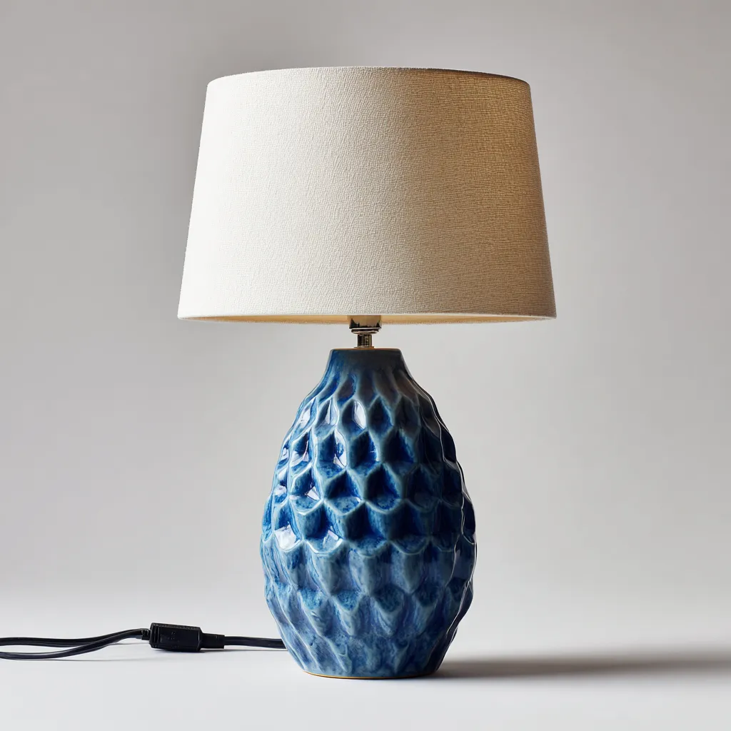 Lámpara de mesa-cerámica-textil-30x47 cm-azul-blanco-moderno-Bamboogonest