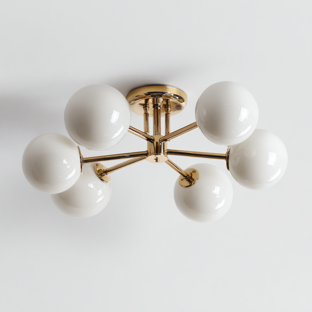 Lámpara de techo - metal-cristal - 88x42 cm - latón-blanco - estilo moderno minimalista-Bamboogonest