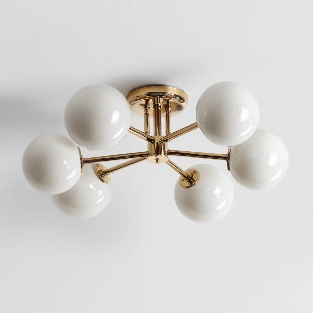 Lámpara de techo - metal-cristal - 88x42 cm - latón-blanco - estilo moderno minimalista-Bamboogonest