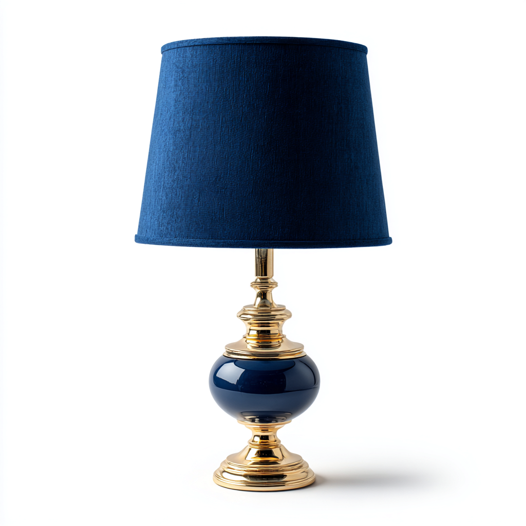 Lámpara de mesa - metal - tejido - 30x55 cm - azul - diseño clásico-Bamboogonest