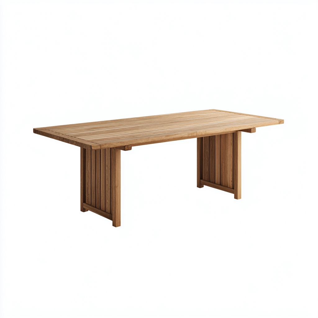 Mesa de jardín - madera - 200x90x75 cm - marrón - diseño rústico natural-Bamboogonest