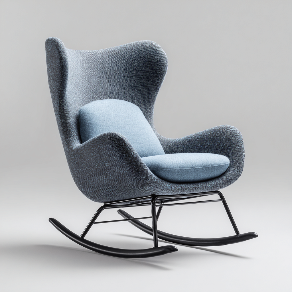 Mecedora - tela - 95x80x100 cm - azul claro-gris - estilo moderno-Bamboogonest