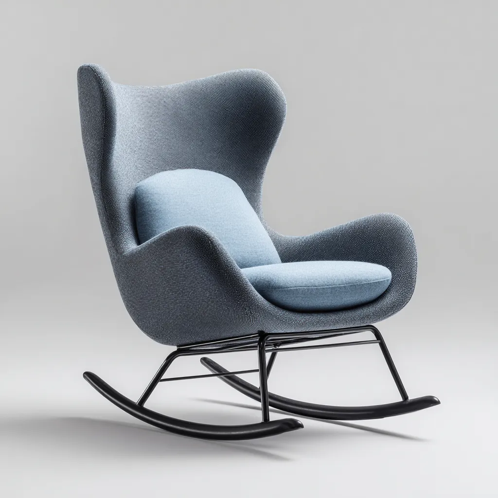 Mecedora - tela - 95x80x100 cm - azul claro-gris - estilo moderno-Bamboogonest