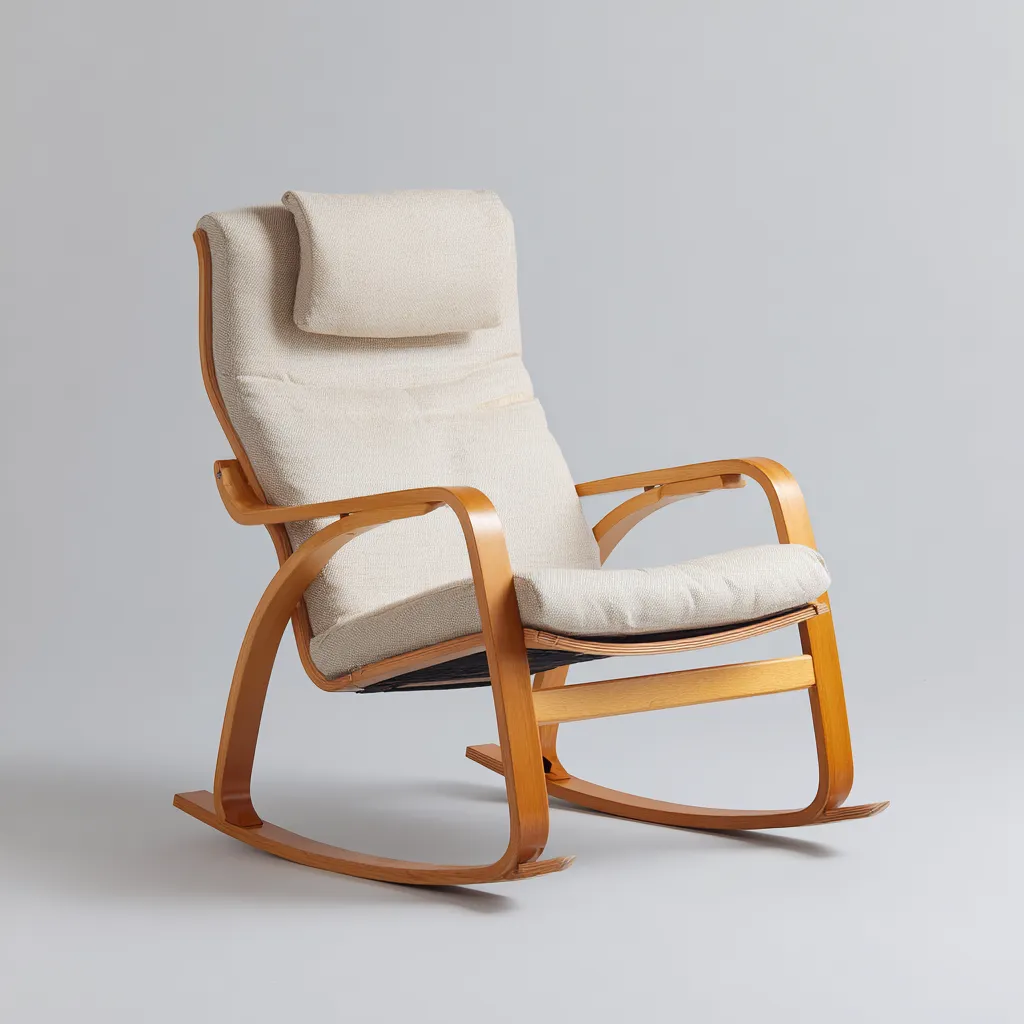 Mecedora - tela - 104x67x102 cm - beige-madera clara - estilo moderno escandinavo-Bamboogonest