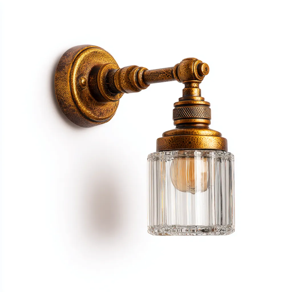 Aplique de pared - vidrio-metal - 12x23 cm - transparente-dorado envejecido - estilo vintage-Bamboogonest