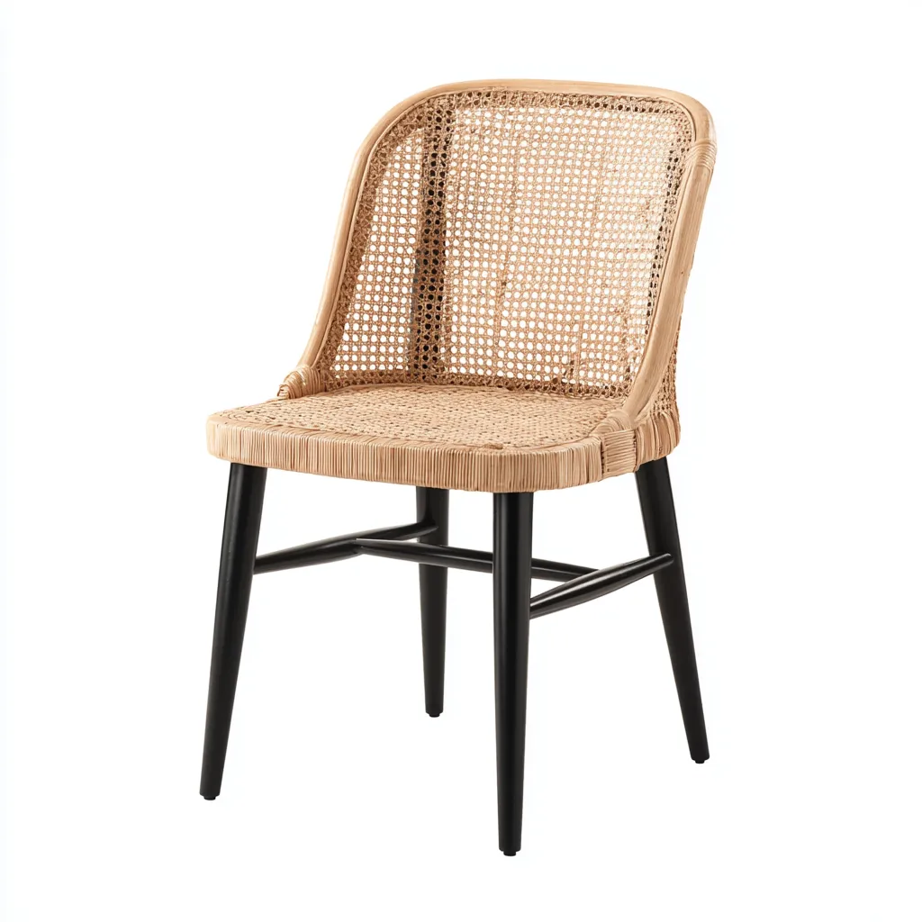 Silla de jardín - ratán-acero - 59x54x87 cm - natural-negro - diseño ligero artesanal-Bamboogonest