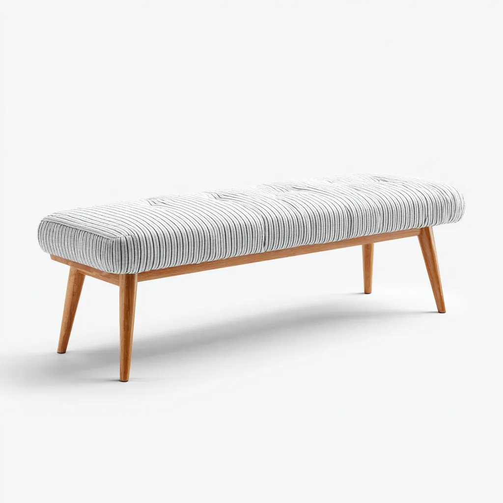 Banco de dormitorio - tela - 120x40x45 cm - blanco-gris - diseño moderno-Bamboogonest