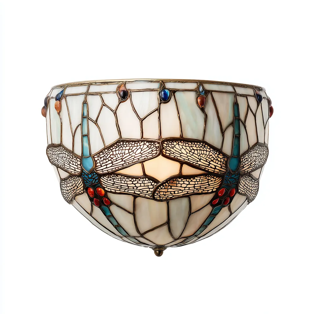 Aplique de pared - vidrio teñido - 31x20 cm - blanco-perlado-multicolor - estilo artístico-Bamboogonest