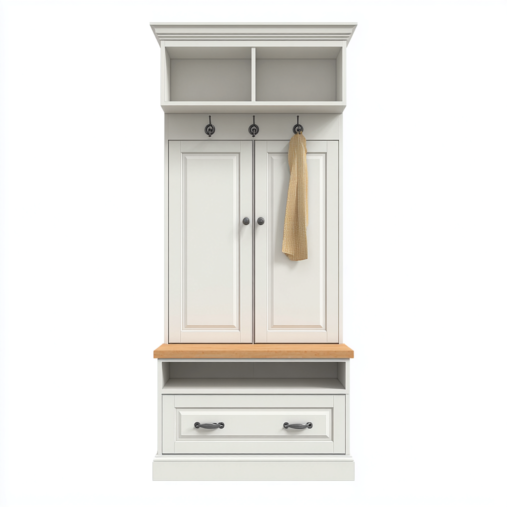 Perchero - madera - 100x45x185 cm - blanco-natural - estilo clásico-Bamboogonest