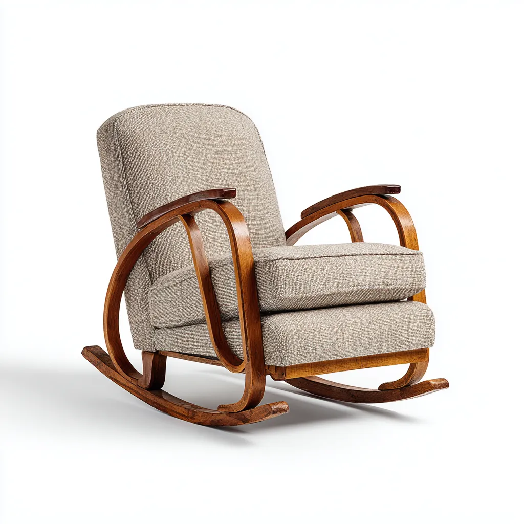 Mecedora - madera-tela - 100x64x96 cm - beige - diseño clásico-Bamboogonest