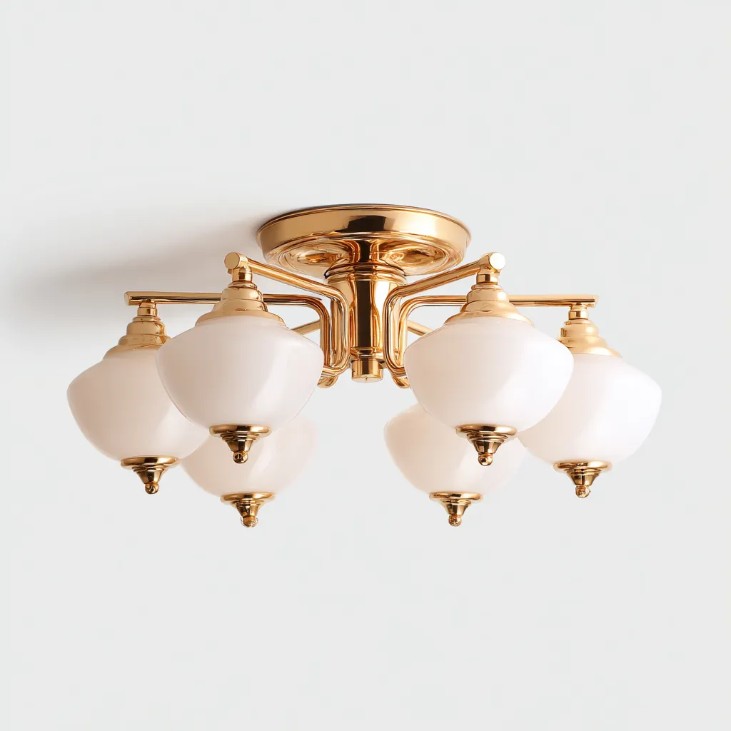 Lámpara de techo - metal - cristal esmerilado - 50x27 cm - dorado-blanco mate - estilo clásico europeo-Bamboogonest