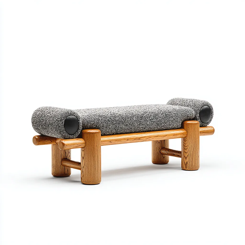 Banco de dormitorio - madera-tela - 110x40x48 cm - gris - diseño contemporáneo-Bamboogonest