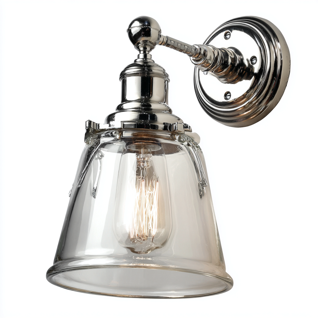 Aplique de pared - metal - vidrio - 20x15 cm - cromado-transparente - diseño clásico-Bamboogonest