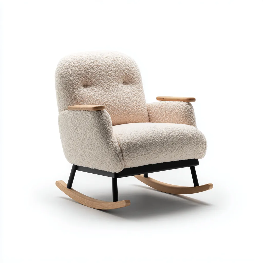 Mecedora - peluche - 82x76x95 cm - blanco - estilo moderno-Bamboogonest