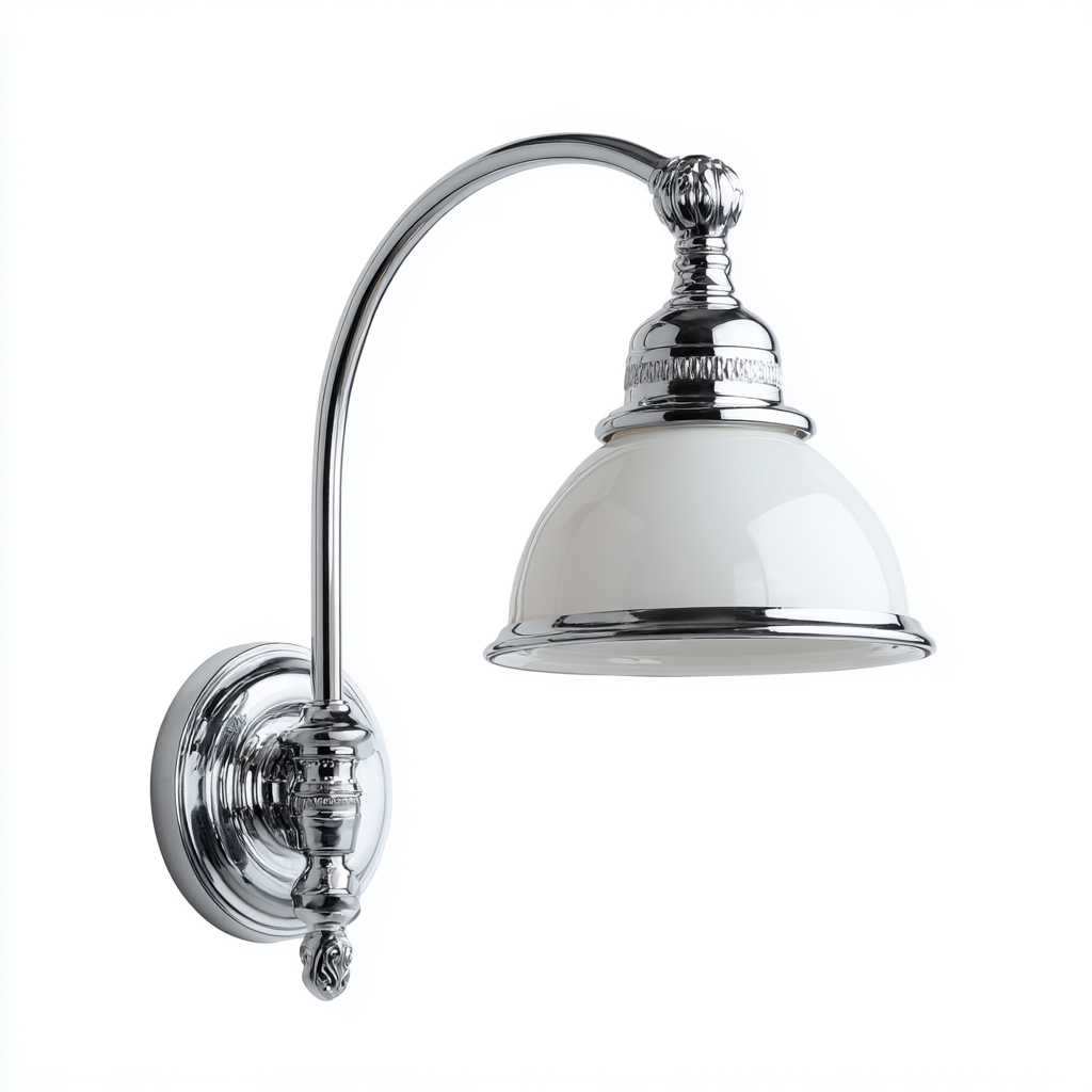 Aplique de pared - metal - vidrio - 27x21 cm - cromado-blanco - diseño clásico-Bamboogonest