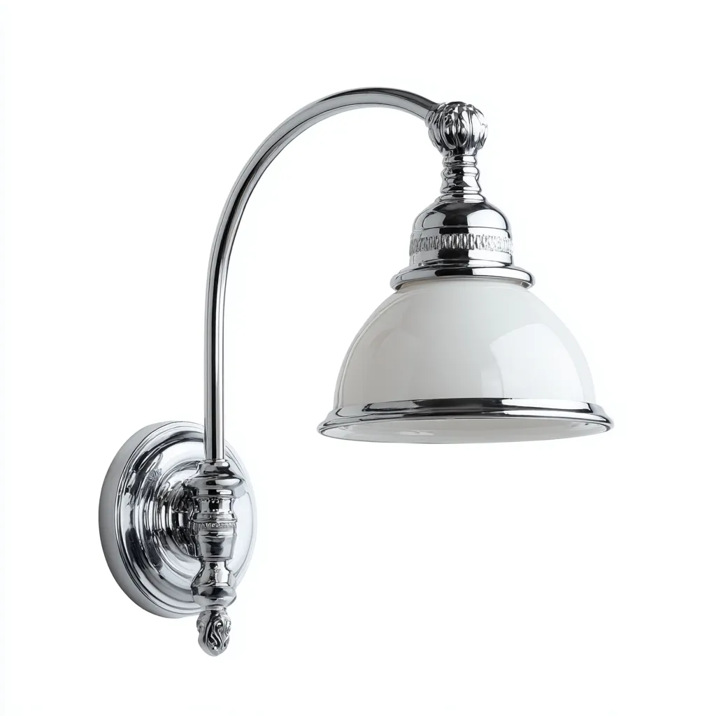 Aplique de pared - metal - vidrio - 27x21 cm - cromado-blanco - diseño clásico-Bamboogonest