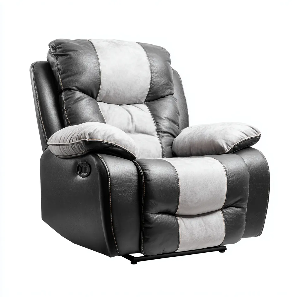 Sillón reclinable - cuero - 104x98x103 cm - gris-negro - diseño moderno-Bamboogonest