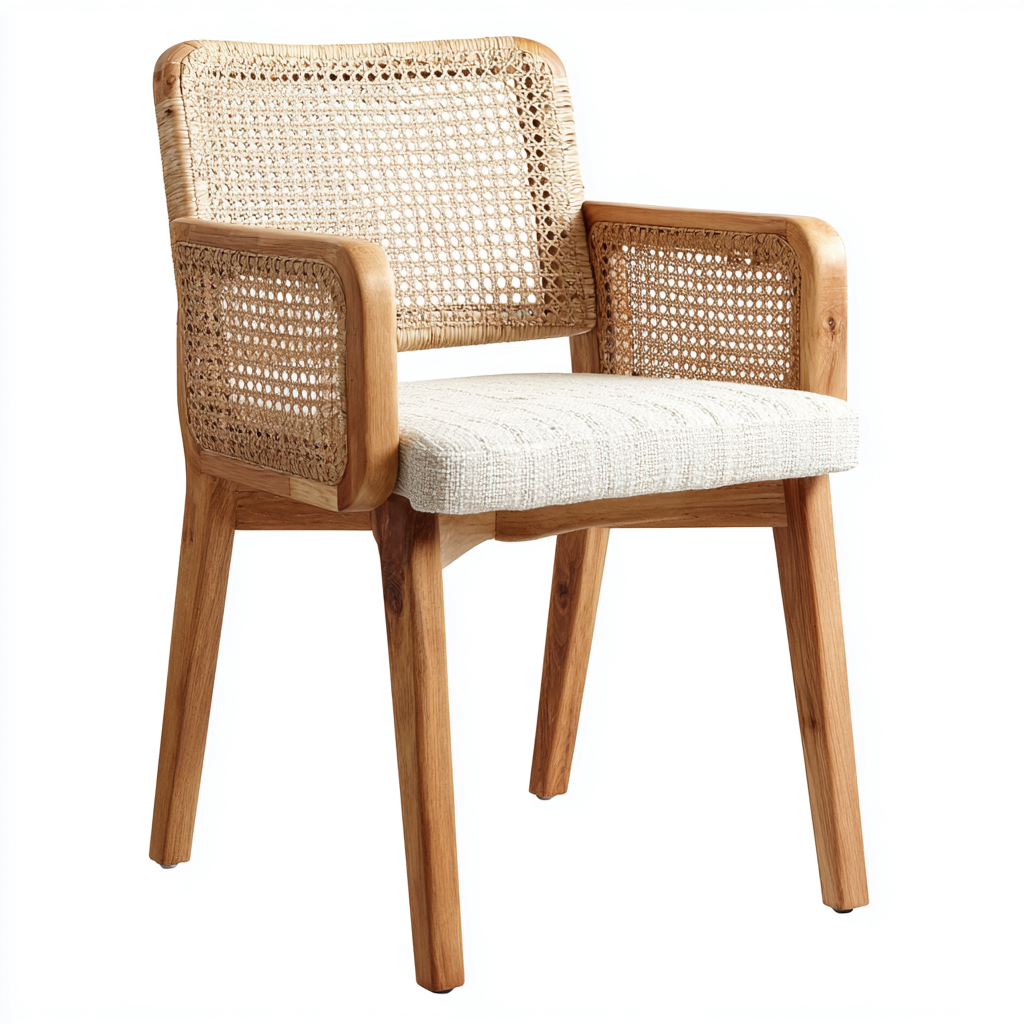 Silla de jardín - ratán-madera - 61x55x87 cm - natural-beige - diseño clásico artesanal-Bamboogonest