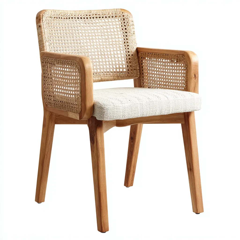 Silla de jardín - ratán-madera - 61x55x87 cm - natural-beige - diseño clásico artesanal-Bamboogonest