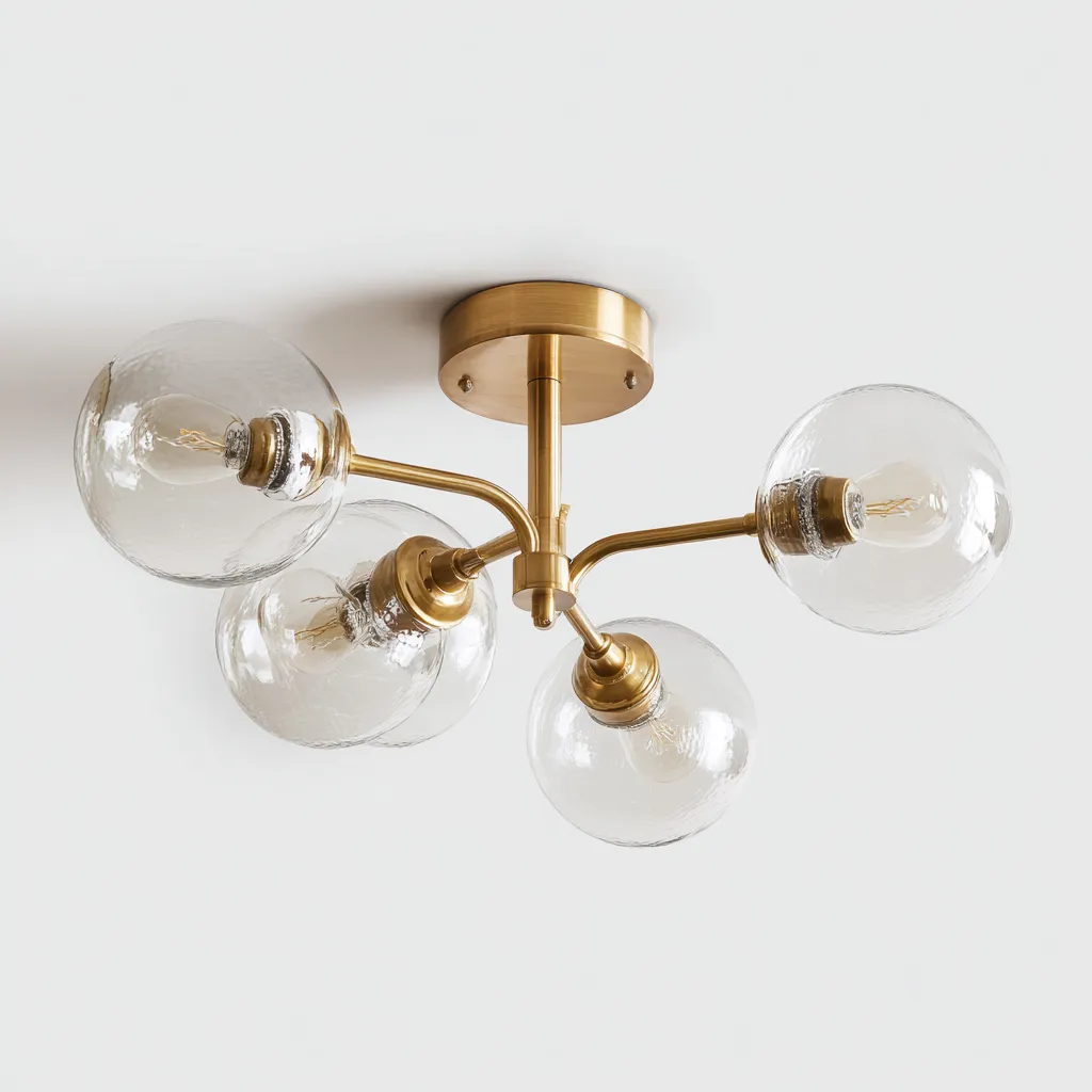 Lámpara de techo - metal-cristal - 60x30 cm - latón-transparente - estilo moderno minimalista-Bamboogonest