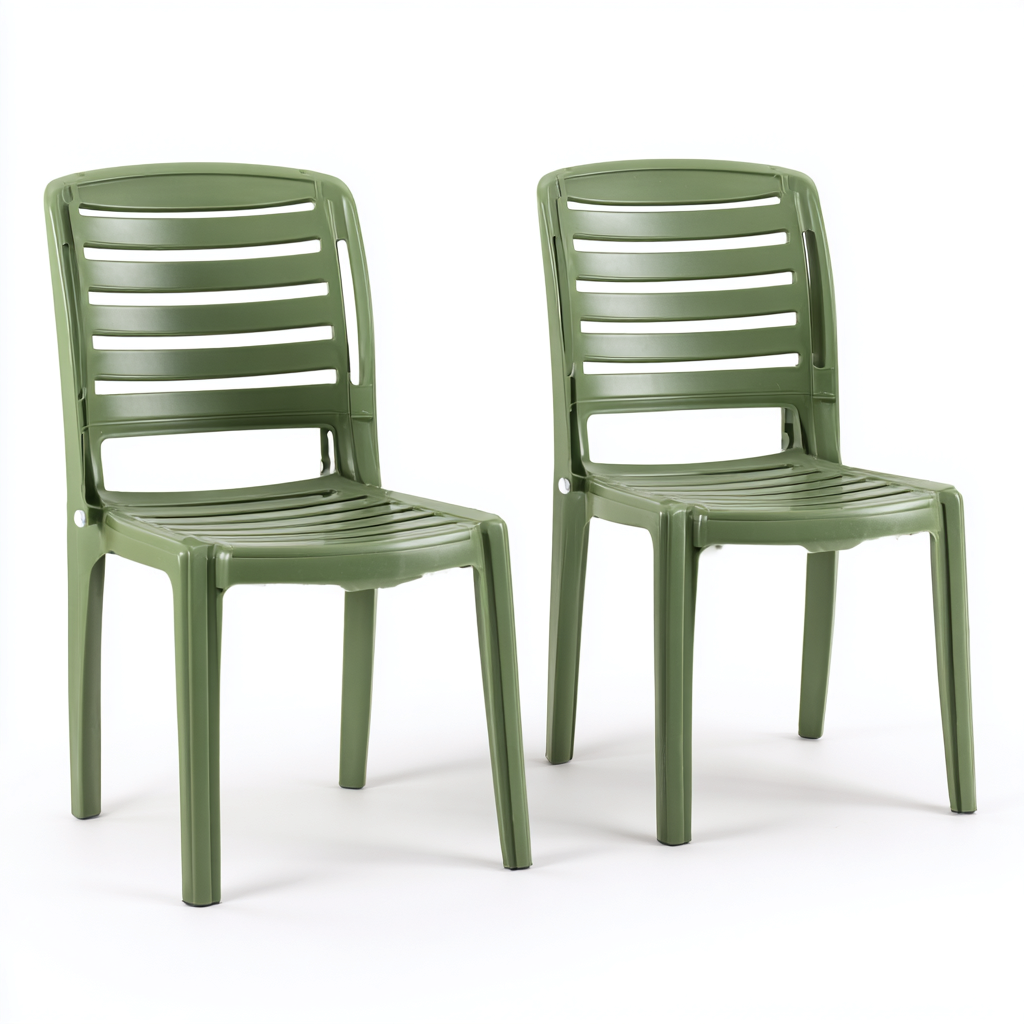 Silla de jardín - plástico - 45x52x84 cm - verde - diseño contemporáneo-Bamboogonest