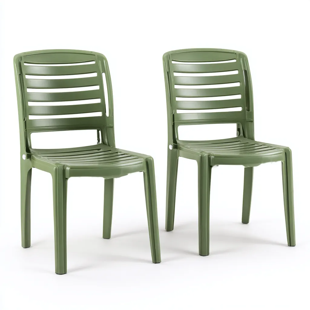 Silla de jardín - plástico - 45x52x84 cm - verde - diseño contemporáneo-Bamboogonest