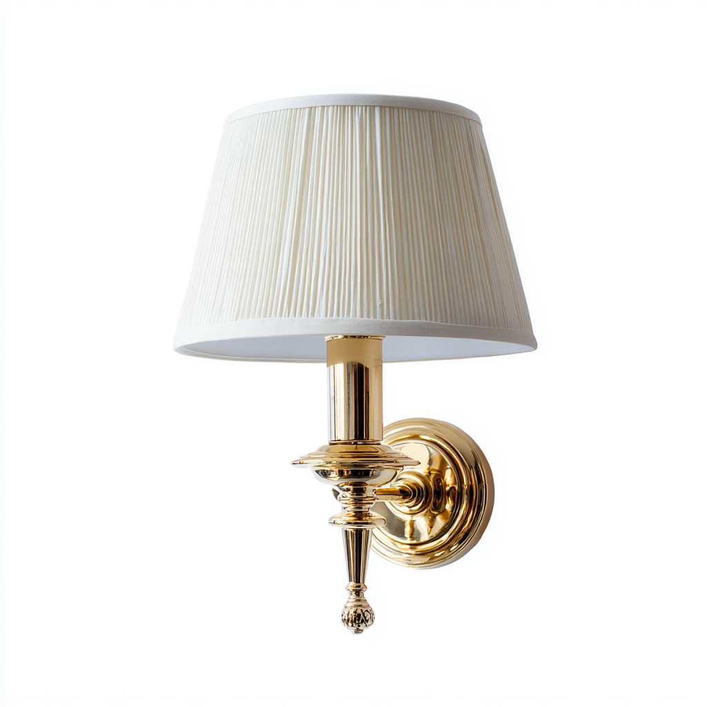 Aplique de pared - tela-metal - 22x32 cm - blanco-dorado - estilo clásico-Bamboogonest