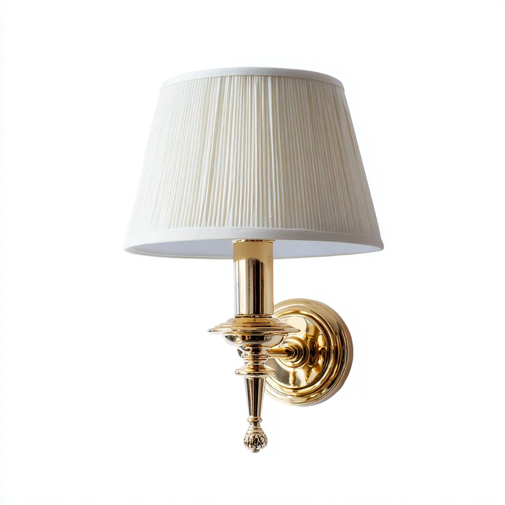 Aplique de pared - tela-metal - 22x32 cm - blanco-dorado - estilo clásico-Bamboogonest