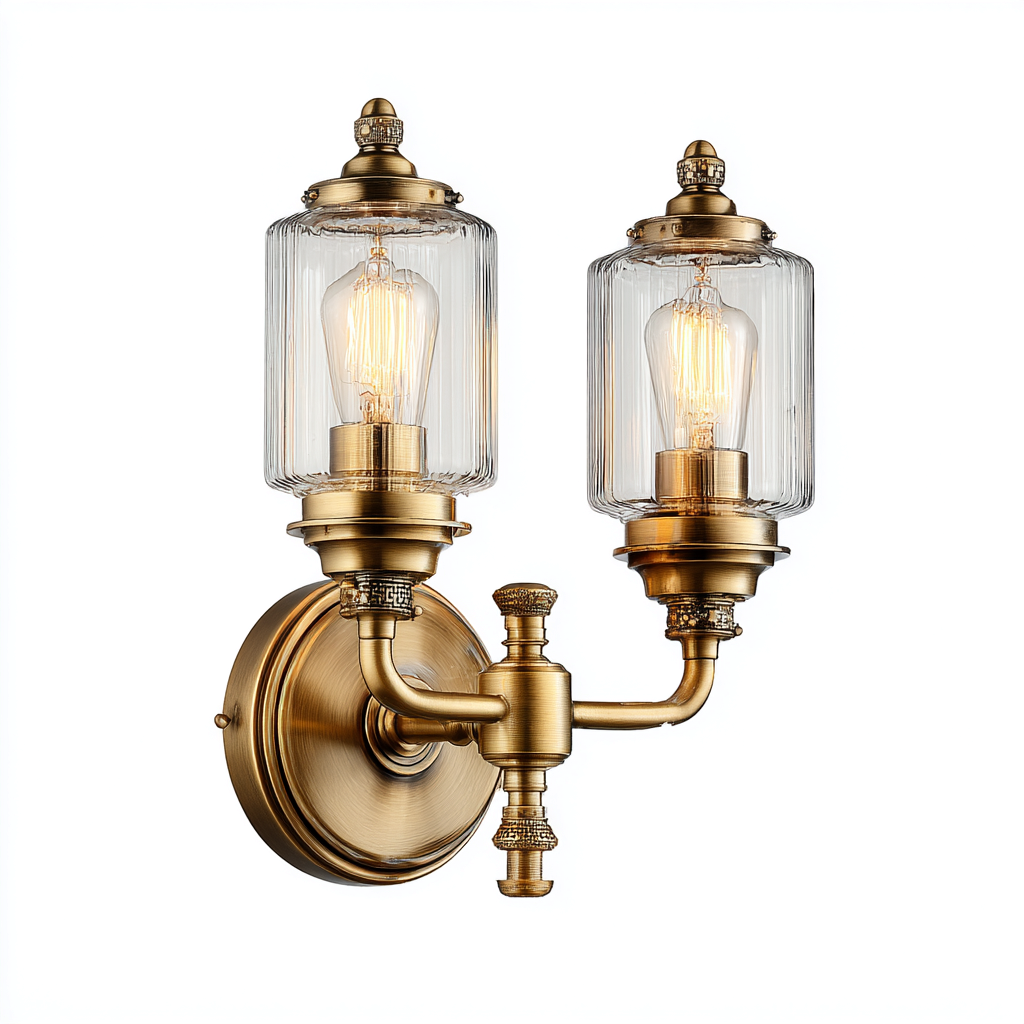 Aplique de pared - metal - vidrio - 27x39 cm - latón-transparentes - diseño clásico-Bamboogonest