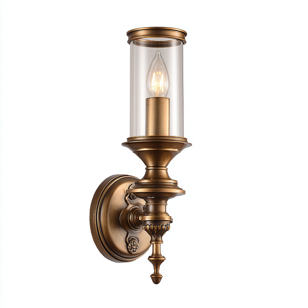 Aplique de pared - metal - vidrio - 13x40 cm - latón-transparentes - diseño clásico-Bamboogonest