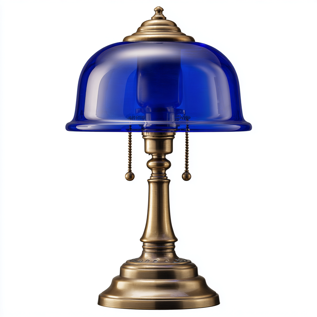 Lámpara de mesa-metal-vidrio-26x40 cm-azul-dorado-clásico-Bamboogonest