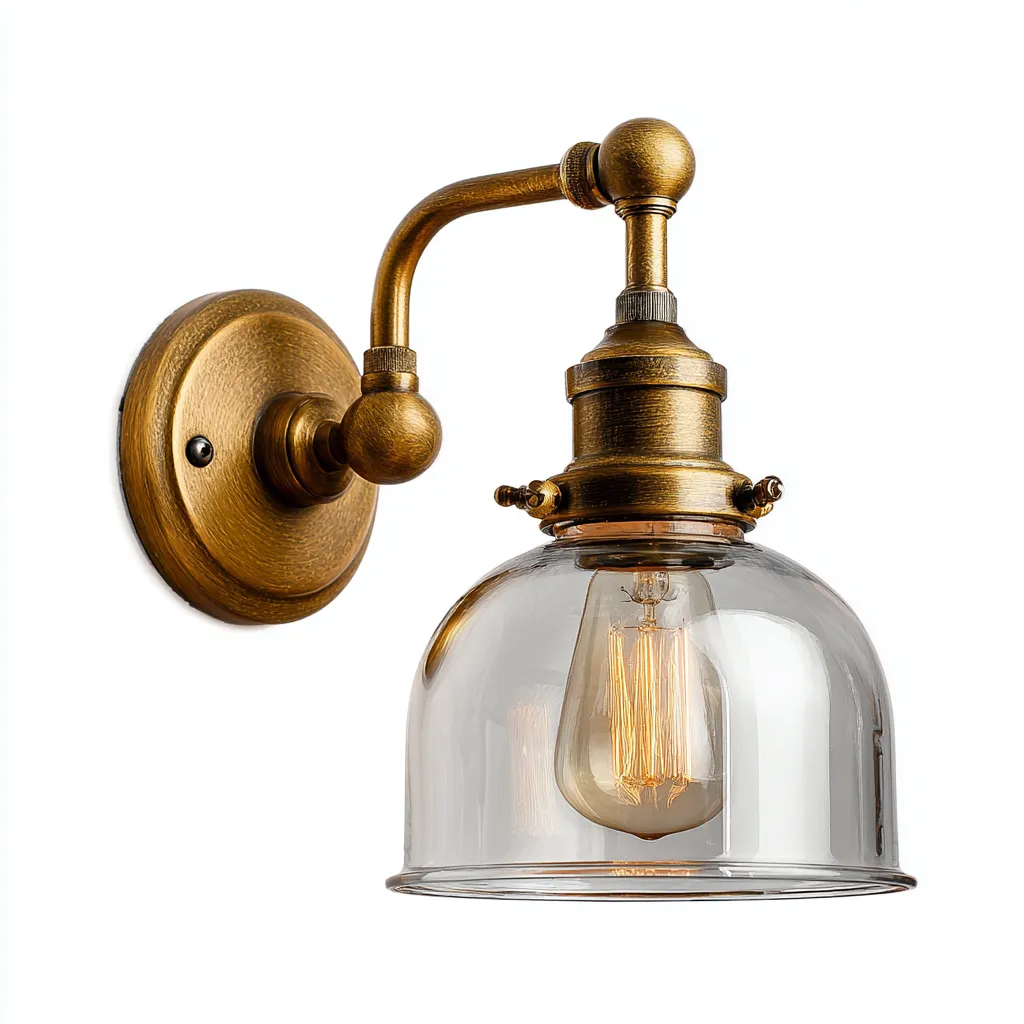 Aplique de pared - vidrio-metal - 16x28 cm - transparente-dorado envejecido - estilo vintage-Bamboogonest