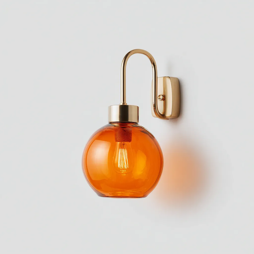 Aplique de pared - vidrio-metal - 17x32 cm - ámbar-dorado - estilo moderno-Bamboogonest